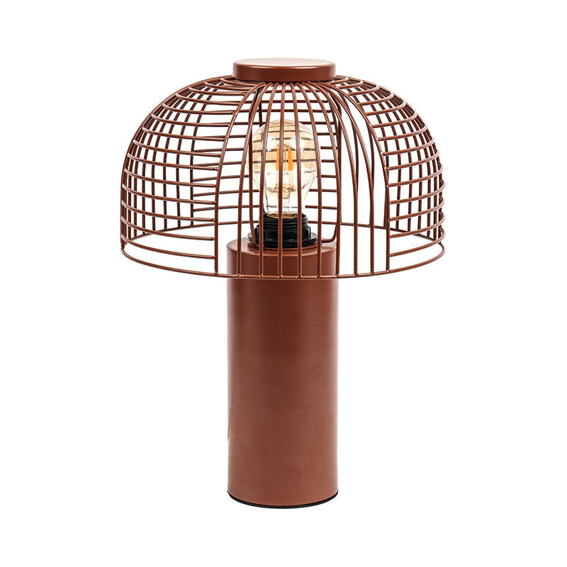 Lampu meja besi sangkar burung hitam